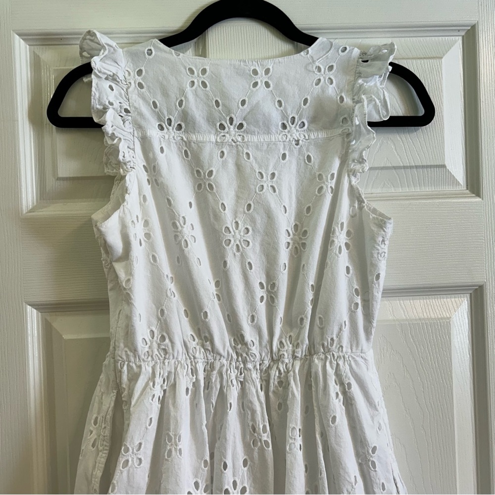 J. Crew White Eyelet Cotton Sundress Sz 2 Shirtdress Summer Bridal Preppy Lace - Picture 11 of 13